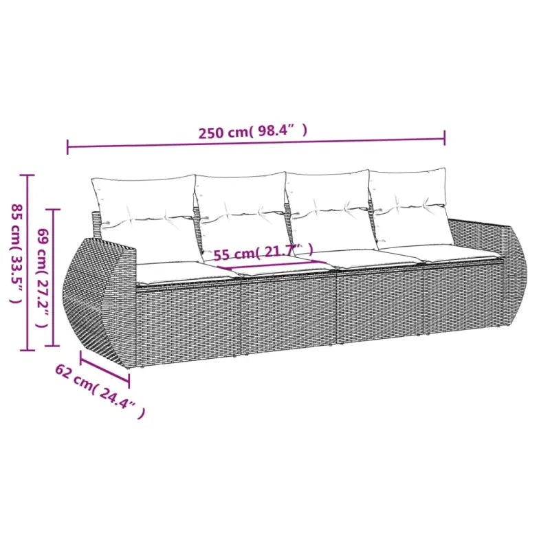 Gepoedercoat staal loungeset met poly rattan voor comfortabele zitervaring - Tuinsets