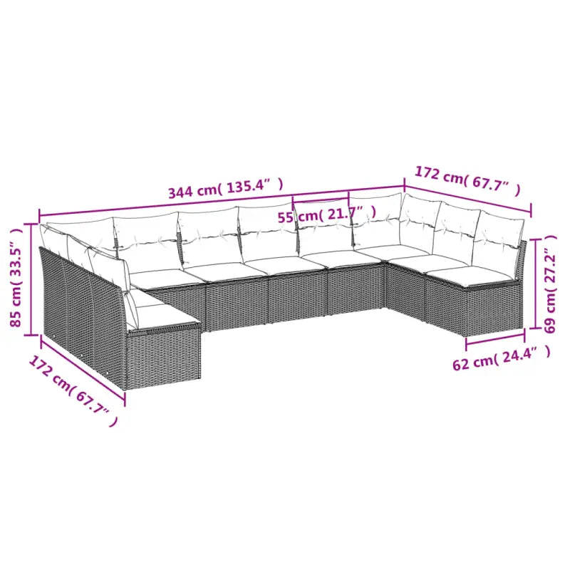 Gepoedercoat staal loungeset met poly rattan voor comfortabele zitervaring - Tuinsets