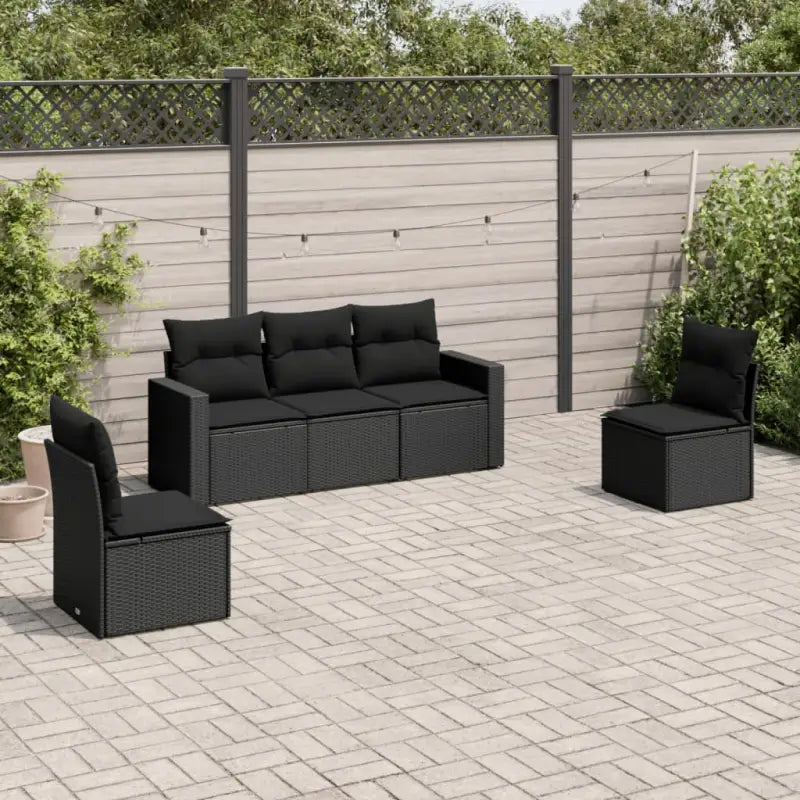 Gepoedercoat staal loungeset met poly rattan voor comfortabele zitervaring - Zwart / Zonder tafel - Tuinsets