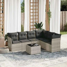 Gepoedercoat staal loungeset met poly rattan voor comfortabele zitervaring - Lichtgrijs / Met tafel - Tuinsets
