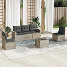Gepoedercoat staal loungeset met poly rattan voor comfortabele zitervaring - Lichtgrijs / Met tafel - Tuinsets