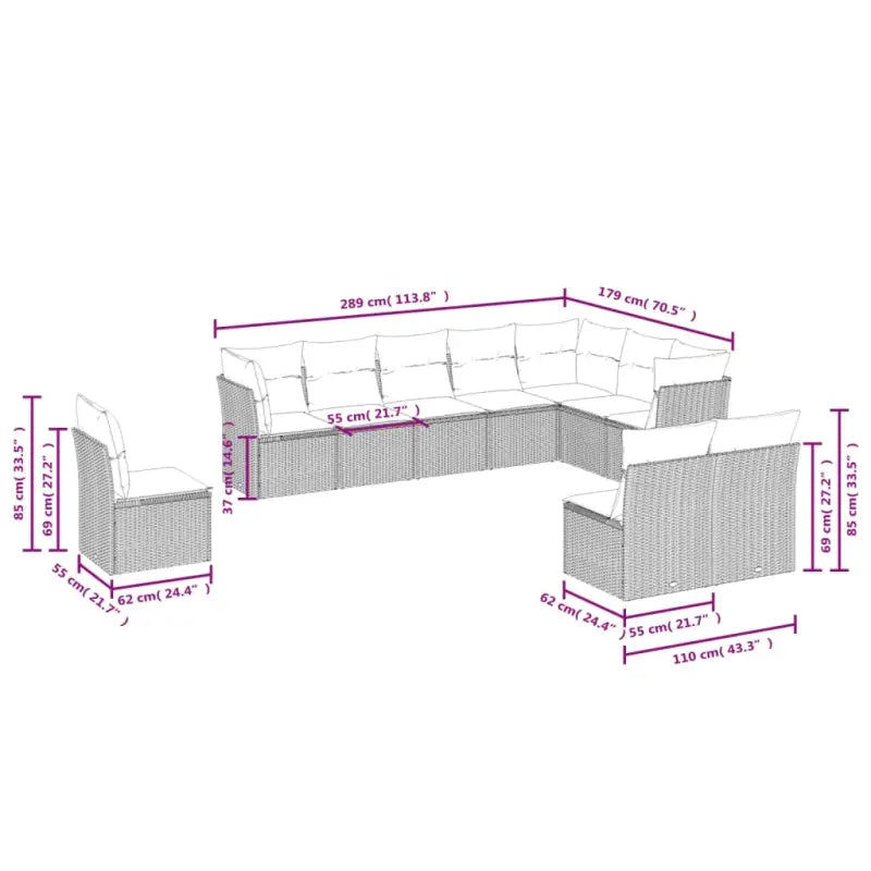Gepoedercoat staal loungeset met poly rattan voor een comfortabele zitervaring - Tuinsets