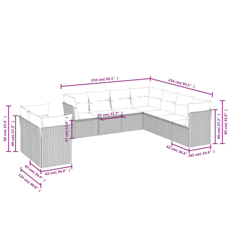 Gepoedercoat staal loungeset met poly rattan voor een comfortabele zitervaring - Tuinsets