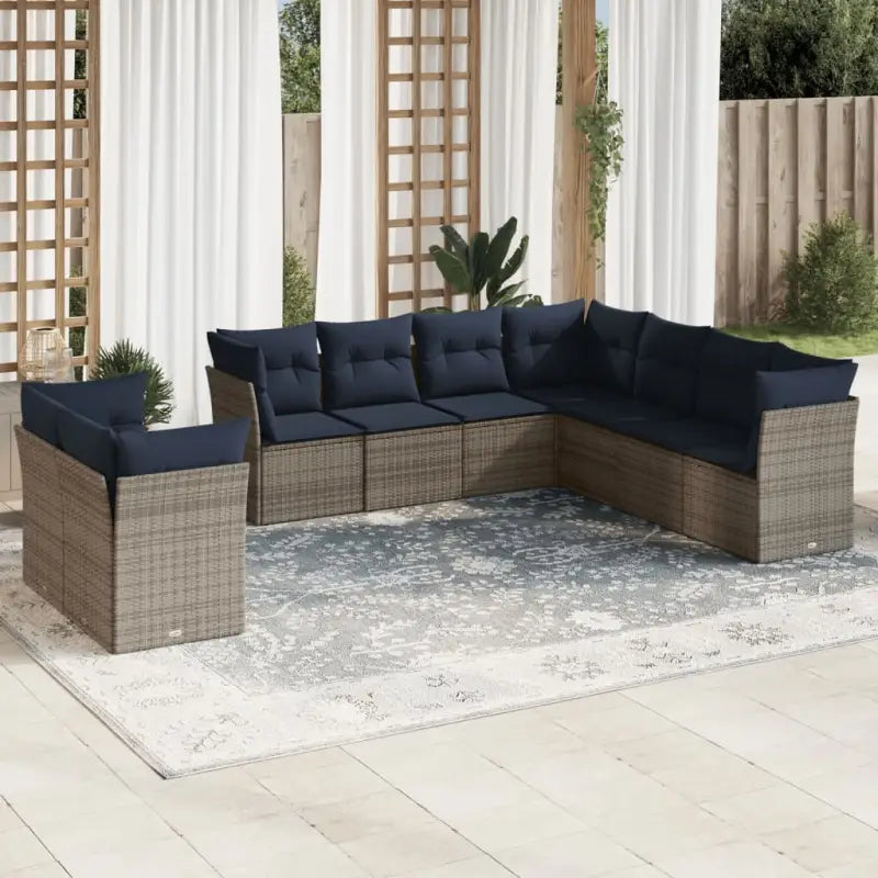 Gepoedercoat staal loungeset met poly rattan voor een comfortabele zitervaring - Beige en grijs / Zonder tafel