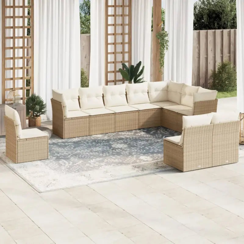 Gepoedercoat staal loungeset met poly rattan voor een comfortabele zitervaring - beige en crèmekleurig / Zonder tafel