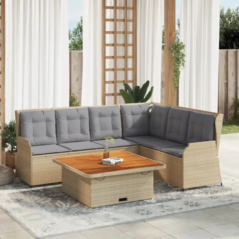 Gepoedercoat staal loungeset met verstelbare tuinbank en ruime afmetingen - Beige en grijs - Tuinsets