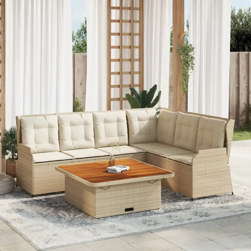 Gepoedercoat staal loungeset met verstelbare tuinbank en ruime afmetingen - beige en crèmekleurig - Tuinsets