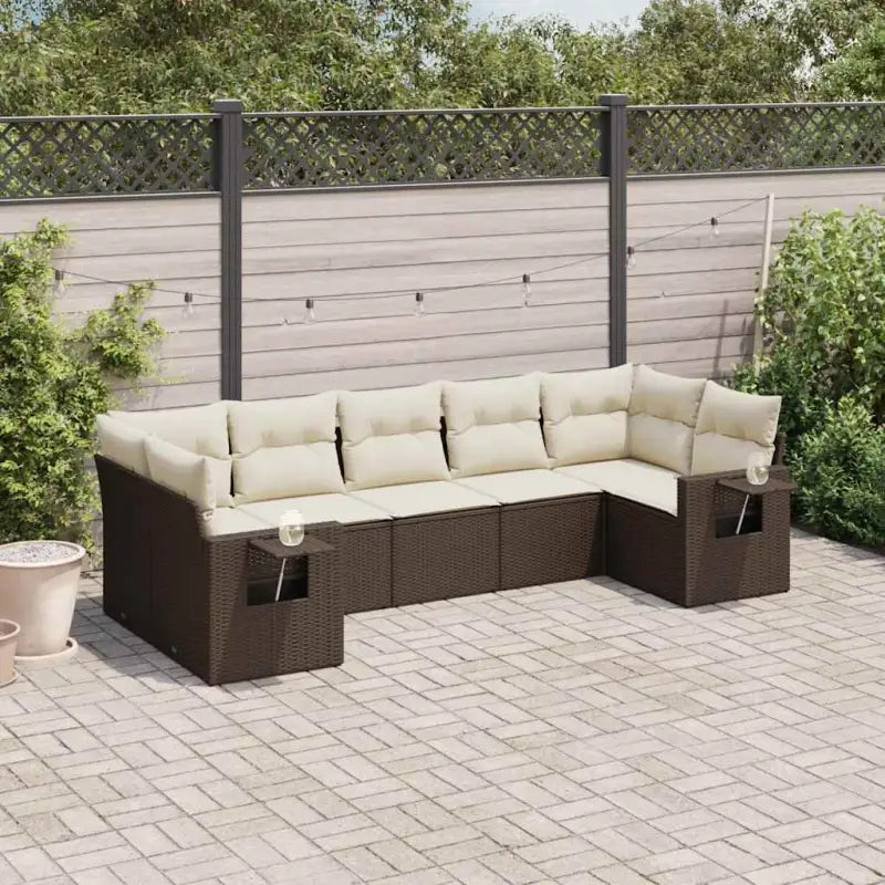 Gepoedercoat staal loungeset voor tuin terras grijs materiaal - Bruin en crème - Tuinsets