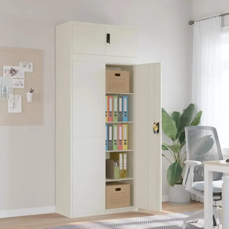 Gepoedercoat staal opbergkast met verstelbare schappen voor kantoorbenodigdheden - Wit / 90 x 40 x 220 cm / 1