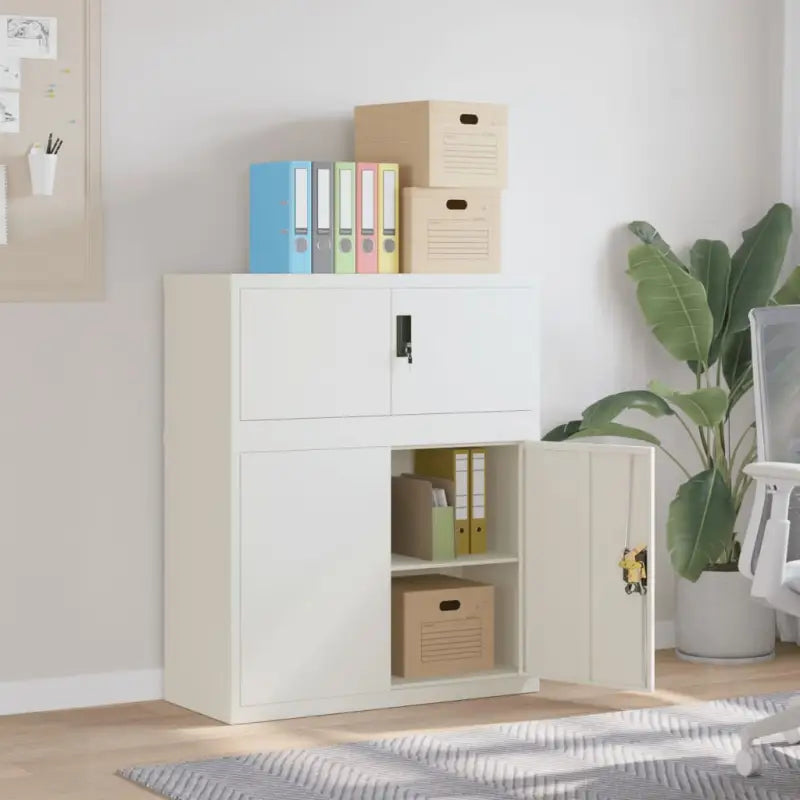 Gepoedercoat staal opbergkast met verstelbare schappen voor kantoorbenodigdheden - Wit / 90 x 40 x 110 cm / 1