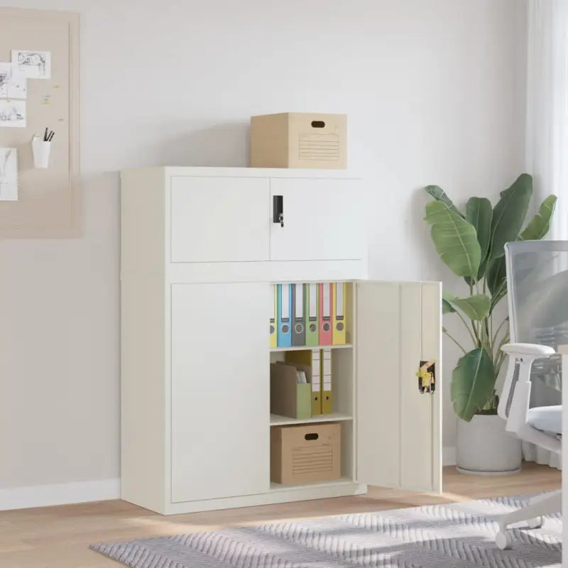 Gepoedercoat staal opbergkast met verstelbare schappen voor kantoorbenodigdheden - Wit / 90 x 40 x 130 cm / 1