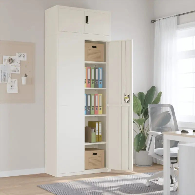 Gepoedercoat staal opbergkast met verstelbare schappen voor kantoorbenodigdheden - Wit / 90 x 40 x 240 cm / 1