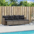Gepoedercoat staal tuinset met poly rattan en uitschuifbare luifel - Grijs / zonder luifel - Tuinsets