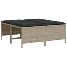 Gepoedercoat staal tuinset met poly rattan en uitschuifbare luifel - Tuinsets