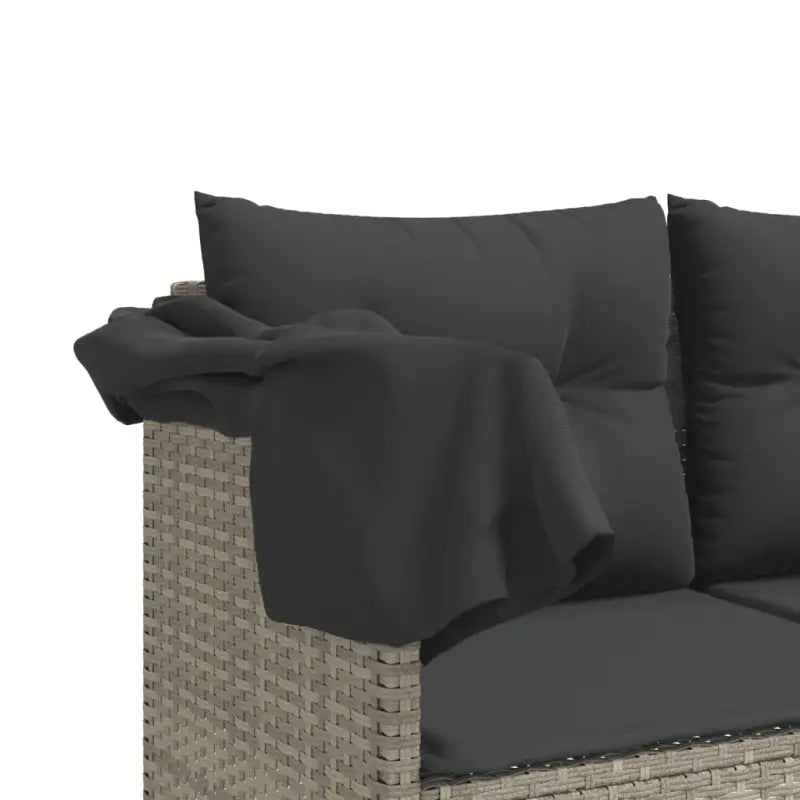 Gepoedercoat staal tuinset met poly rattan en uitschuifbare luifel - Tuinsets