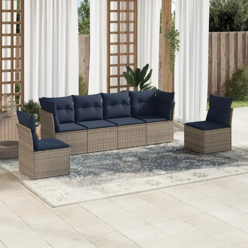 Gepoedercoat staal tuinset met poly rattan en waterdichte tas - Grijs / Zonder tafel - Tuinsets