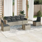 Gepoedercoat staal Tuinset met poly rattan voor comfortabele zitervaring - Lichtgrijs / Met tafel - Tuinsets