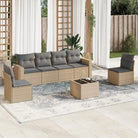 Gepoedercoat staal Tuinset met poly rattan voor comfortabele zitervaring - Beige en grijs / Met tafel - Tuinsets