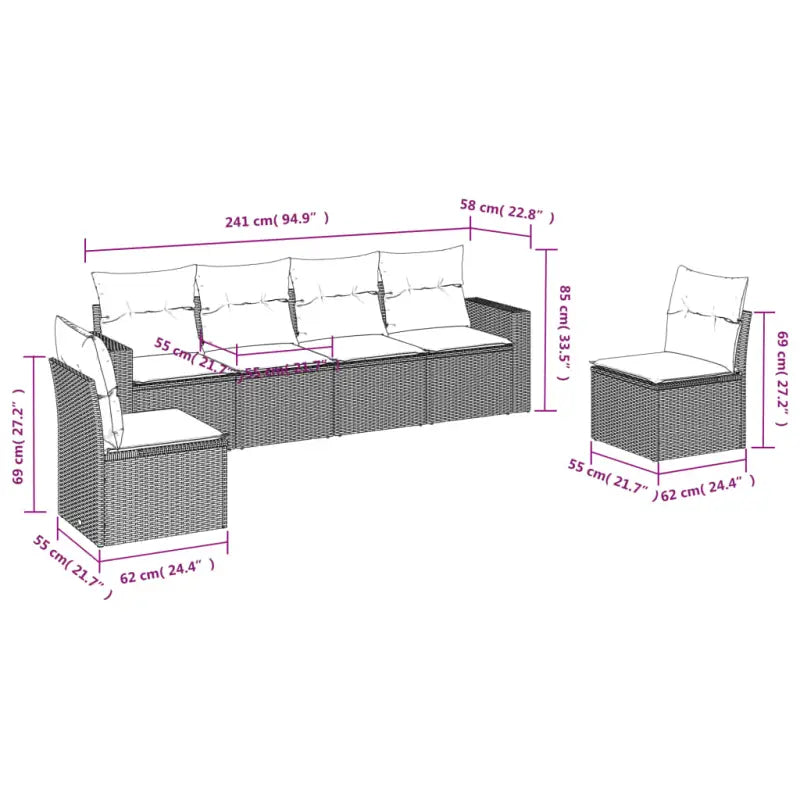 Gepoedercoat staal Tuinset met poly rattan voor comfortabele zitervaring - Tuinsets