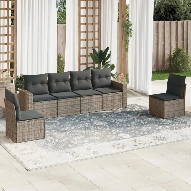 Gepoedercoat staal Tuinset met poly rattan voor comfortabele zitervaring - Grijs / Zonder tafel - Tuinsets