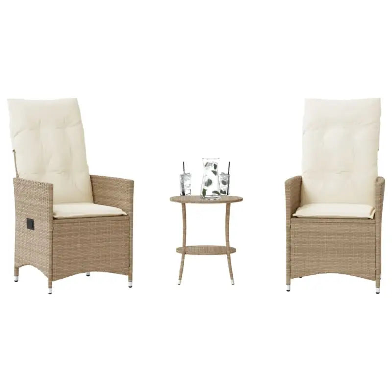 Gepoedercoat staal tuinset met poly rattan voor een comfortabele zitervaring - beige en crèmekleurig / Zonder