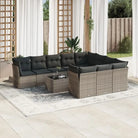 Gepoedercoat staal tuinset met poly rattan voor een comfortabele zitervaring - Grijs / Met tafel - Tuinsets