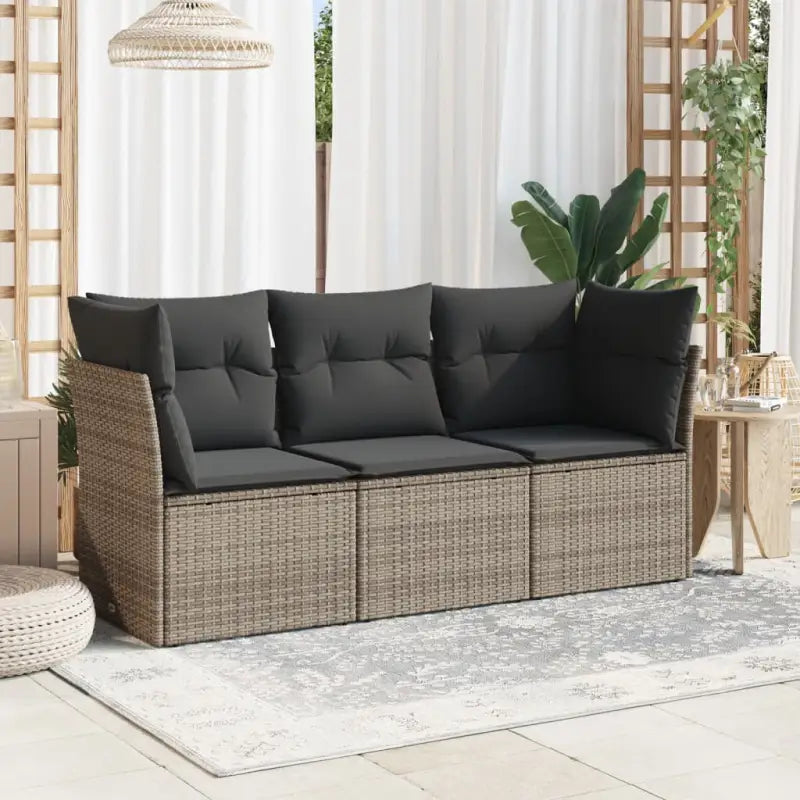 Gepoedercoat staal tuinset met poly rattan voor een comfortabele zitervaring - Grijs / Zonder tafel - Tuinsets