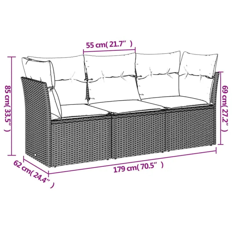 Gepoedercoat staal tuinset met poly rattan voor een comfortabele zitervaring - Tuinsets