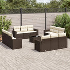 Gepoedercoat staal tuinstoelset met poly rattan voor een comfortabele zitervaring - Bruin en crème / Met tafel