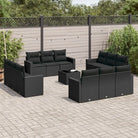 Gepoedercoat staal tuinstoelset met poly rattan voor een comfortabele zitervaring - Zwart / Met tafel - Tuinsets