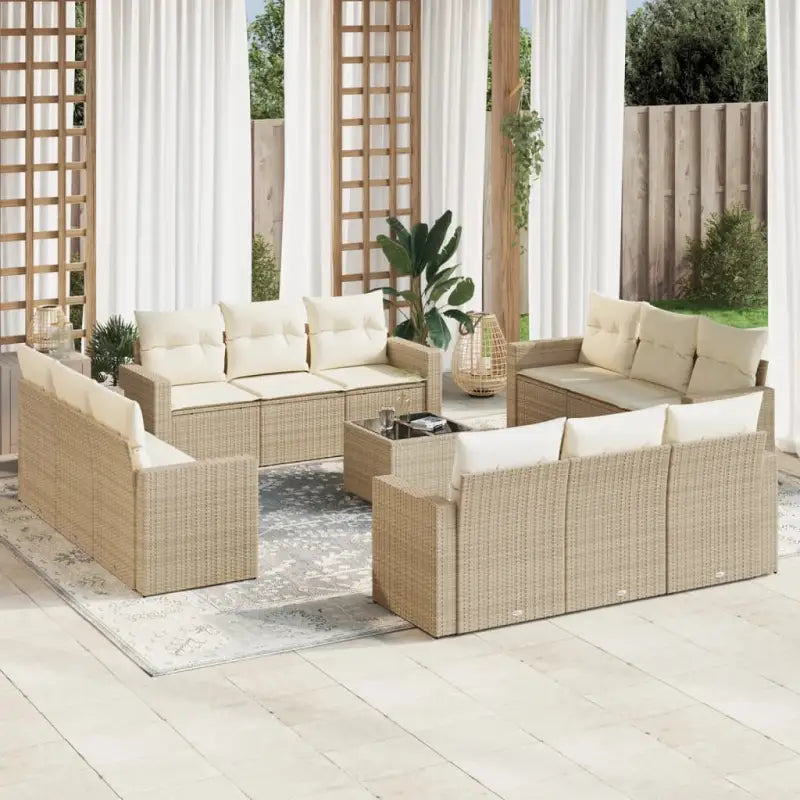 Gepoedercoat staal tuinstoelset met poly rattan voor een comfortabele zitervaring - beige en crèmekleurig / Met tafel