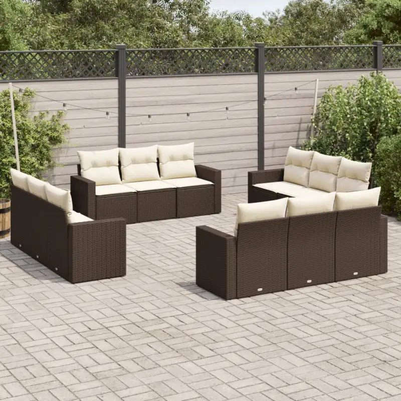 Gepoedercoat staal tuinstoelset met poly rattan voor een comfortabele zitervaring - Bruin en crème / Zonder tafel