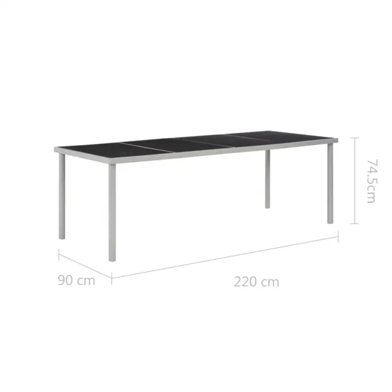 Gepoedercoat stalen eettafel voor tuin terras of buitenruimte - Zwart en grijs / 1 - Tuintafels