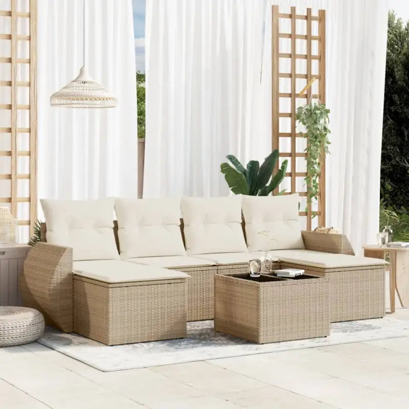 Gepoedercoat stalen loungeset in beige met waterdichte tas en afmetingen - beige en crèmekleurig / Met tafel - Tuinsets
