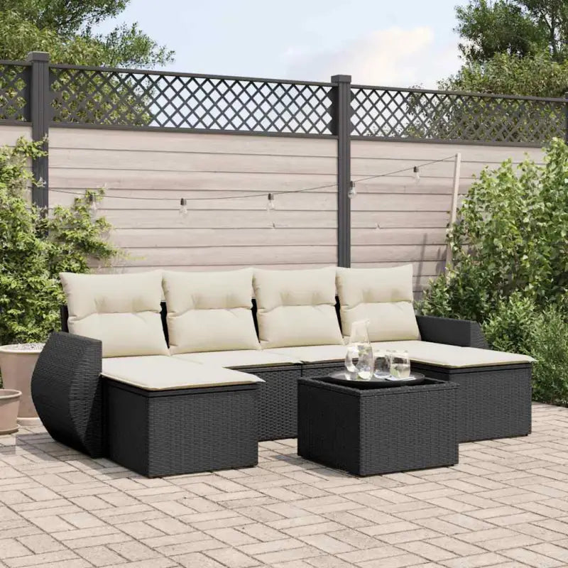 Gepoedercoat stalen loungeset in beige met waterdichte tas en afmetingen - Zwart en crème / Met tafel - Tuinsets