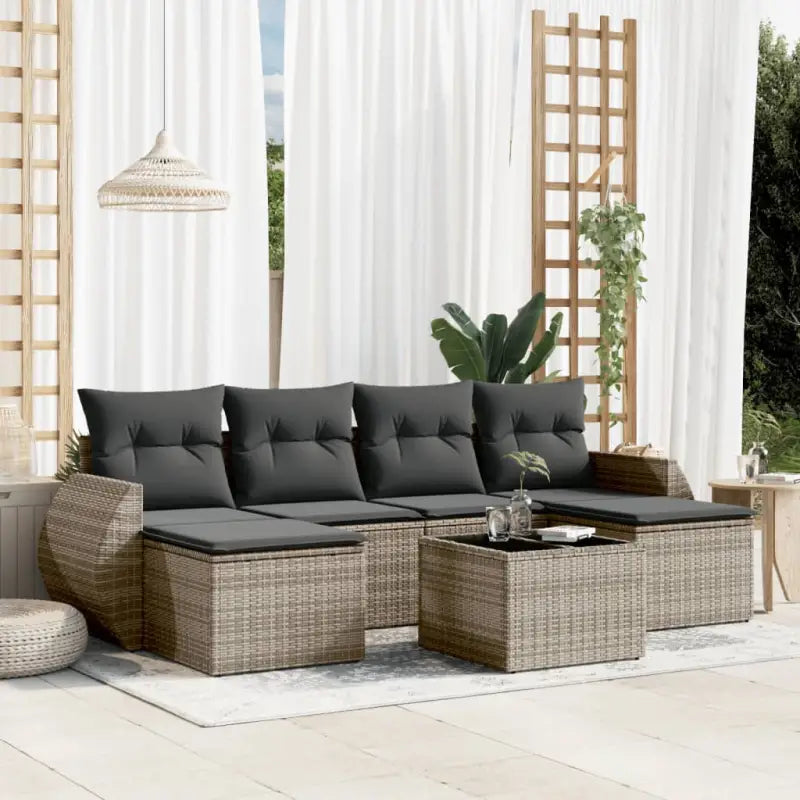 Gepoedercoat stalen loungeset in beige met waterdichte tas en afmetingen - Grijs / Met tafel - Tuinsets