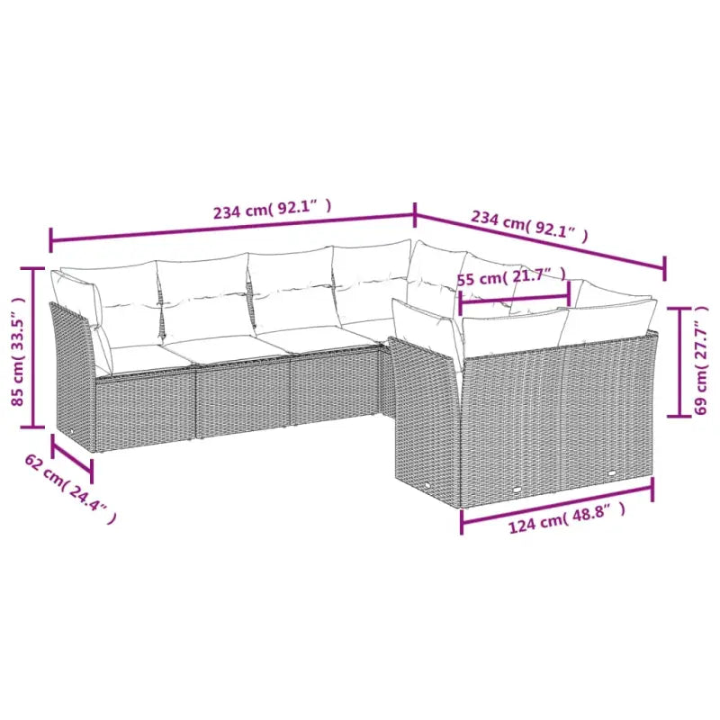 Gepoedercoat stalen loungeset met poly rattan voor een comfortabele zitervaring - Beige en grijs - Tuinsets