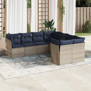 Gepoedercoat stalen loungeset met poly rattan voor een comfortabele zitervaring - Beige en grijs - Tuinsets