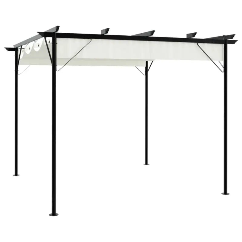 Gepoedercoat Stalen Tuinbogen met Uitschuifbare Dak voor Buitenruimte - Crème / 1 - Tuinbogen latwerk & pergola’s