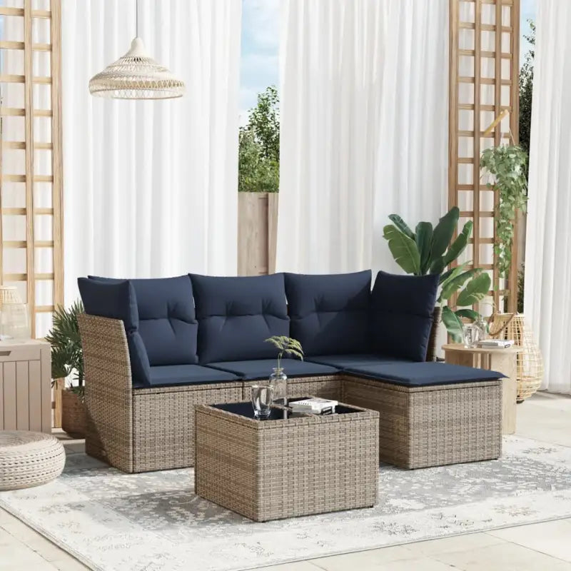 Gepoedercoat stalen tuinset in bruin voor ontspanning en gezelligheid - Beige en grijs / Met tafel - Tuinsets
