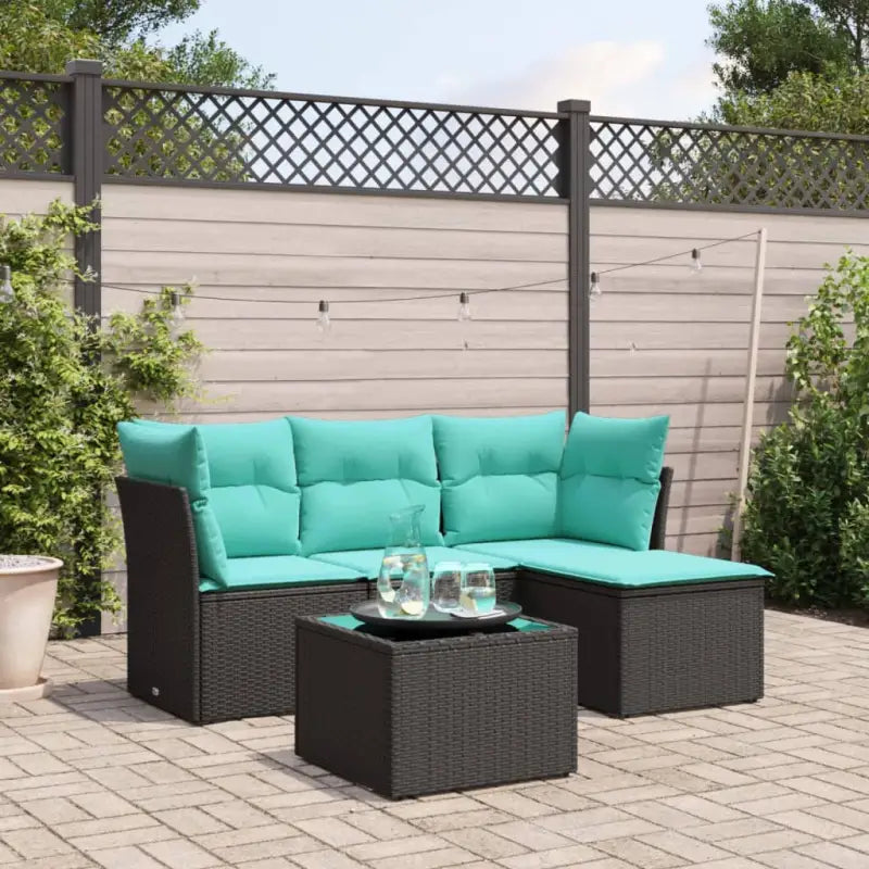 Gepoedercoat stalen tuinset in bruin voor ontspanning en gezelligheid - Zwart en blauw / Met tafel - Tuinsets