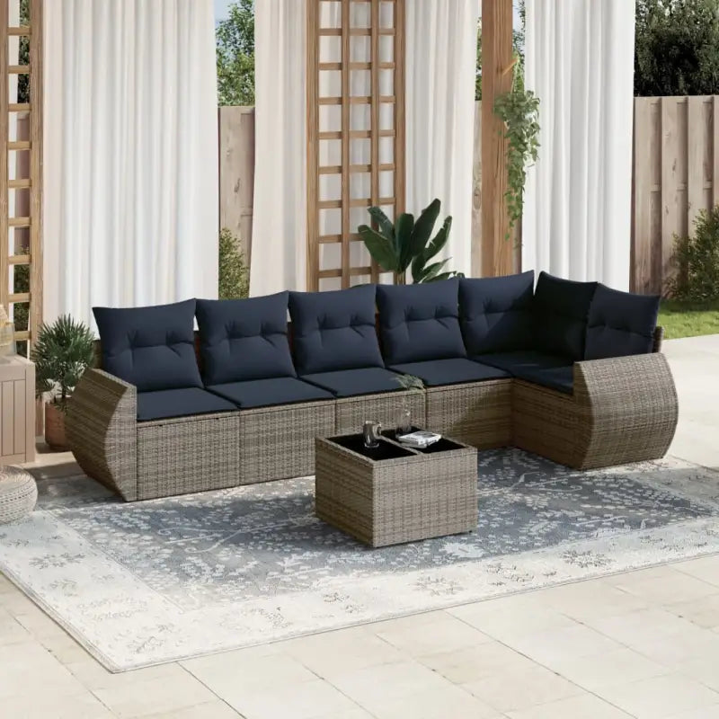 Gepoedercoat stalen tuinset in grijs met waterdichte tas en mooie afmetingen - grijs en marineblauw / Met tafel
