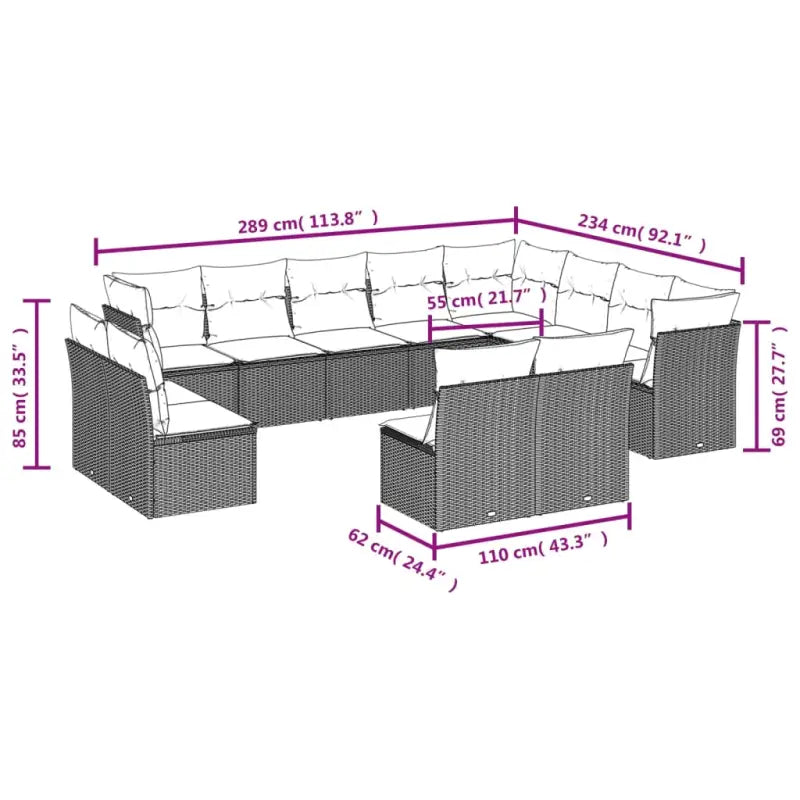 Gepoedercoat stalen tuinset met poly rattan en waterdichte tas - Tuinsets