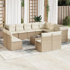 Gepoedercoat stalen tuinset met poly rattan en waterdichte tas - beige en crèmekleurig / Met tafel - Tuinsets