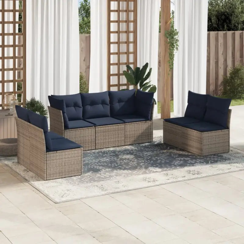 Gepoedercoat stalen tuinset met poly rattan en waterdichte tas - Grijs / Zonder tafel - Tuinsets
