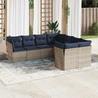 Gepoedercoat stalen tuinset met poly rattan en waterdichte tas - Grijs en blauw - Tuinsets
