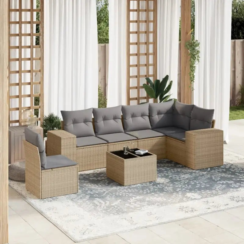 Gepoedercoat stalen tuinset met waterdichte tas en beige materiaal - beige en lichtgrijs / Met tafel - Tuinsets