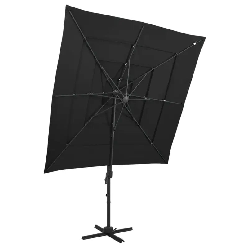 Gepoedercoate aluminium parasol met UV- en vochtbescherming - Zwart / 1 - Parasols en zonneschermen