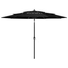 Gepoedercoate Aluminium Parasol met UV- en vochtbestendige Drie-Laags Bescherming - Zwart / 3 m / 1 - Parasols