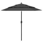 Gepoedercoate Aluminium Parasol met UV- en vochtbestendige Drie-Laags Bescherming - Antraciet / 2.5 m / 1 - Parasols
